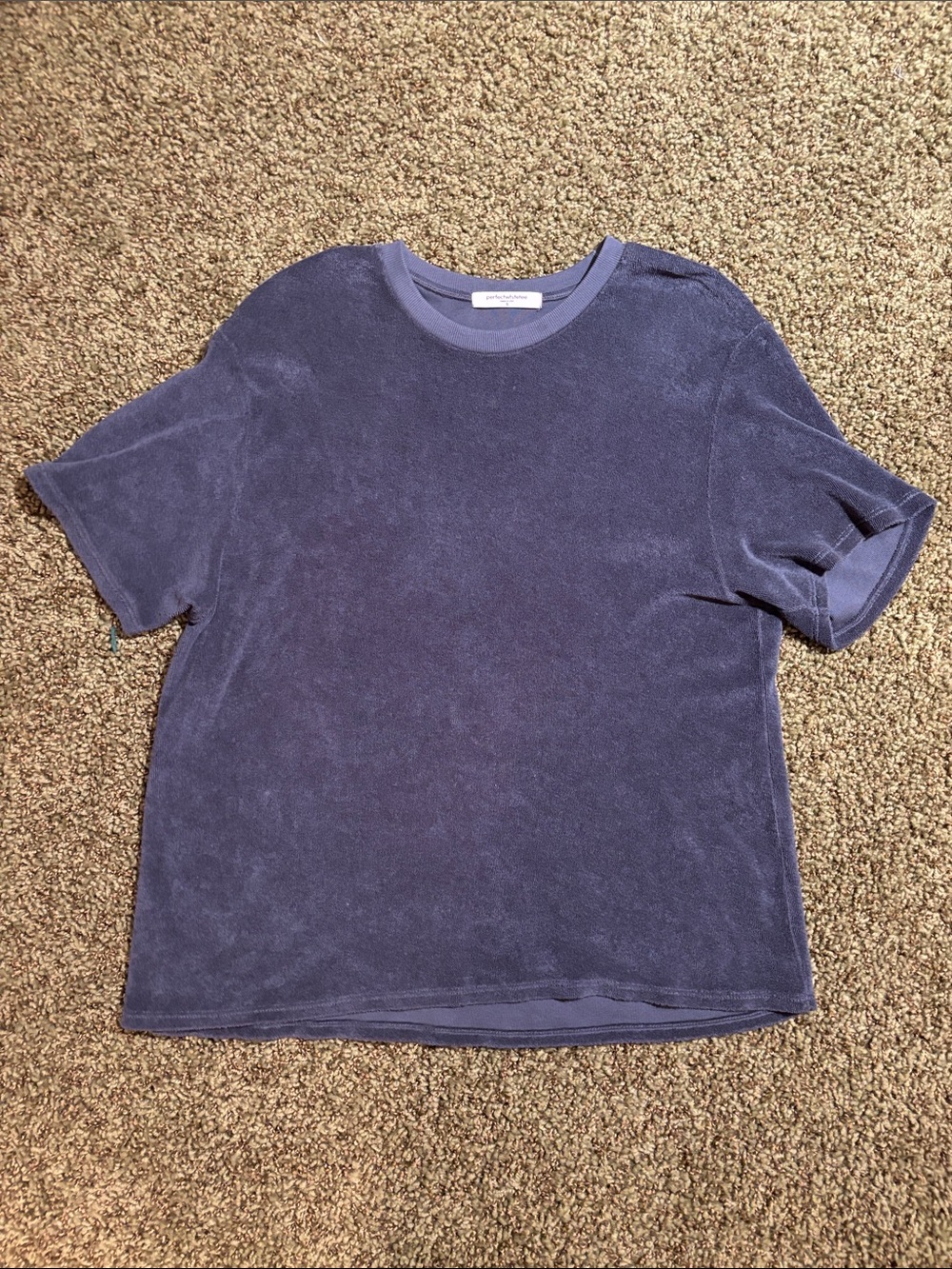 perfectwhitetee Women’s Short Sleeve Terry Cotton Crewneck Shirt - Blue Size S